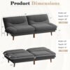 Homall Futon Sofa Bed, Modern Loveseat Futon Couch with Adjustable Backrest and Armrests, Sleeper Sofa Bed with Wood Frame for Living Room, Office, Apartment (Fabric, Grey)