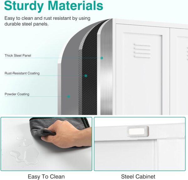 White Metal Storage Cabinet with 2 Doors and 5 Shelves,Pantry Storage Cabinet,Ventilated Tall Large Cupboard Closet,71"H Food Pantry Cabinets for Home,Office,Bathroom,Dining/Living Room (71" H)