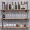 3 level Wall Mounted Iron Floating Pipe Shelves/Racks/Storage/Bookcases, DIY Open Bookshelves/Shelving for Kitchen/Office, Retro Black,(4-Tier Shelf Brackets,Not Include Planks)