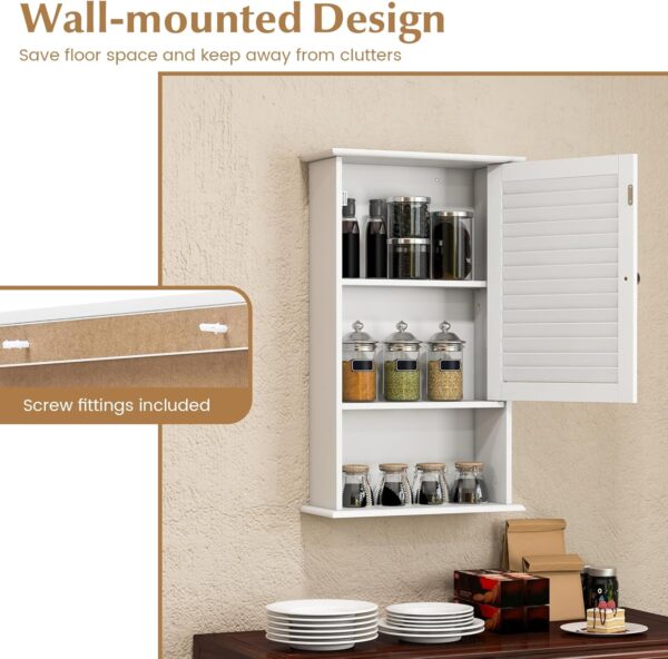 Giantex Bathroom Wall Mount Cabinet - Over The Toilet Storage Organizer with Single Door and Adjustable Shelf, Above Toilet Medicine Cabinet for Living Room, Kitchen, Hallway, Hanging Cabinet (White)