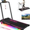 Walking Pad Treadmill with Incline and Lights, Under Desk Treadmill with Incline for Home Office, 3 in 1 Portable Treadmill with LED Display and APP