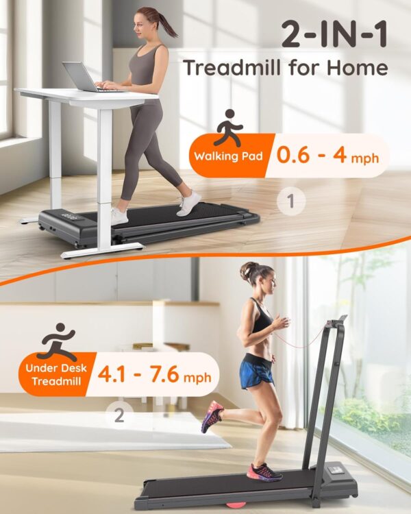 2-in-1 Incline Treadmills for Home, 2.5 HP Compact Walking Pad Under Desk Treadmill with Incline 3%/9%, Remote Control, LED Display, 1-12 km/h Speed Lightweight Treadmill for Home/Office