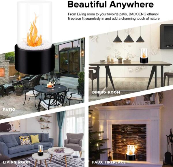 BRIAN & DANY Tabletop Fire Pit, Mini Portable Indoor Fire Pit Tabletop Fireplace, Ethanol Table Top Firepit Bowl Decor Home Patio Balcony Outdoor, Black