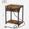 VASAGLE End Table with Charging Station, Set of 2, Small Side Tables for Living Room, Bedroom, Nightstand with Outlets and USB Ports, Bedside Table with Storage Shelf, Rustic Brown and Black