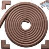 Roving Cove Edge Corner Protector Baby Proofing (Large 15ft Edge 4 Corners) - Hefty-Fit Heavy-Duty, Soft NBR Rubber Foam, Furniture Fireplace Safety Bumper Guard, 3M Adhesive, Coffee Brown
