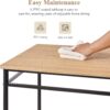 VECELO 5-Piece Kitchen Dining Table Set, Wood Tabletop & Heavy-Duty Metel Frame, Rectangle Dinette with 4 Chairs for Small Space, Breakfast Nook, Natural & Black
