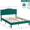 VECELO Full Bed Frame Platform Bed Frame with Upholstered Headboard, Strong Frame and Wooden Slats Support, Strong Weight Capacity, Non-Slip and Noise-Free, Easy Assembly,Dark Green