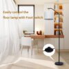 68" Floor Lamp,9W Edison Bulb Included Swingable lamp Head Standing Lamp with Foot Switch with Pleated Lampshade, Tall Floor Lamp Reading for Living Room Bedroom Office Classroom Dorm Room