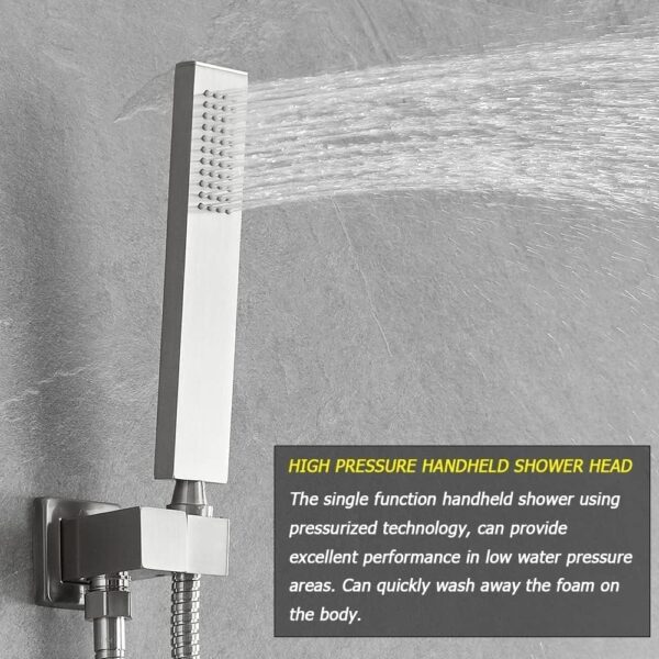 Brushed Nickel Shower System Bathroom Shower Faucet Set with Tub Spout Wall Mounted 8 Inch Shower Head and Handle Set with Handheld 3 Function Tub and Shower Trim Kit with Valve
