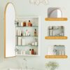 Arched Medicine Cabinet with Mirror,Arch Bathroom Medicine Cabinet with 3 Shelves,Wall Mounted Only,16x31 Inch