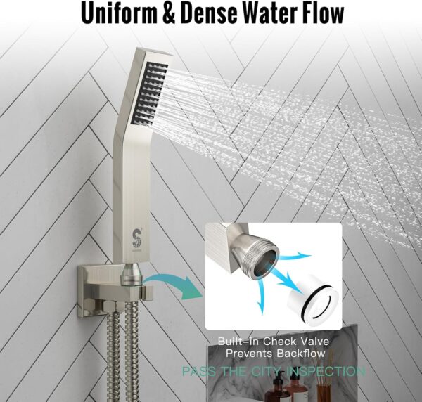 SR SUN RISE Brass 10 Inches Ceiling Mounted Shower System Brushed Nickel Bathroom Luxury Rain Mixer Shower Combo Set Ceiling Install Rainfall Shower Head System