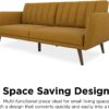 Novogratz Brittany 82 Inch Futon Sofa Bed, Upholstered Couch Sleeper with Tufted Back, Mid-Century Modern, Mustard