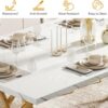 Tribesigns Modern Dining Table, 63" Large Kitchen Table for 4-6 People, Unique Rectangular Dinner Table Kitchen & Dining Room Furniture with Faux Marble Tabletop and Geometric Legs