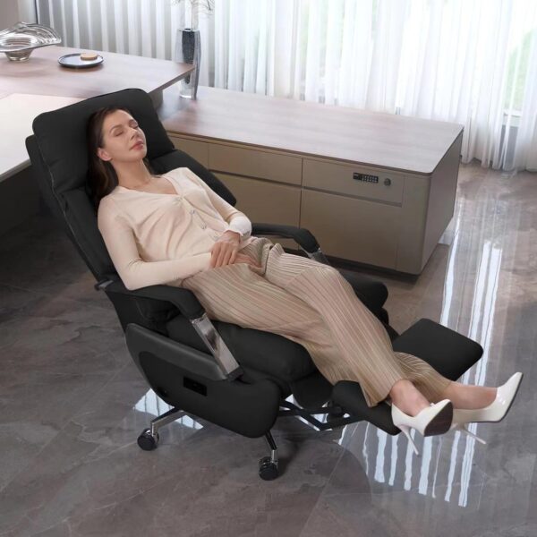 Dual-Motor Executive Office Chair with Foot Rest,Electric Reclining,Big and Tall Ergonomic Office Chair, High Back Swivel,Comfor Computer Home Office Desk Chair, 400LBS PU（Black）