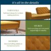 Novogratz Tallulah 83 Inch Futon Sofa Bed in Velvet Fabric, Upholstered Couch Sleeper with Memory Foam and Tufted Back, Mid-Century Modern, Mustard