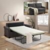 Convertible Pull Out Sofa Bed - Modern Sofa Sleeper Couch, Pull-Out Bed, 2 in 1 Loveseat Sofa Bed for Living Room & Bedroom, Futon Sofa Bed, Small Sofa Bed for Apartment, Grey