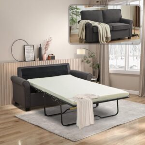 Convertible Pull Out Sofa Bed - Modern Sofa Sleeper Couch, Pull-Out Bed, 2 in 1 Loveseat Sofa Bed for Living Room & Bedroom, Futon Sofa Bed, Small Sofa Bed for Apartment, Grey