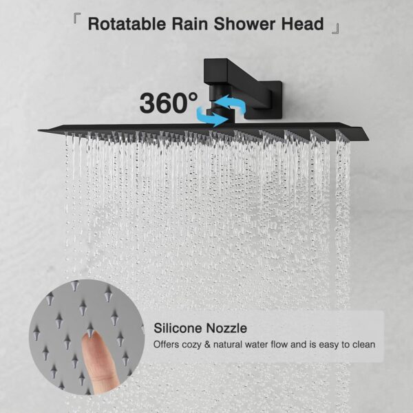 USHOWER 10 Inch Shower Head System with Tub Spout, High Pressure Shower System with Handheld Spray Combo, Wall Mounted Bathtub Shower Faucet Set, Matte Black (With Shower Valve)