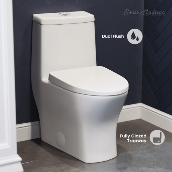 Swiss Madison Well Made Forever SM-1T277, Sublime II One-Piece Round Toilet, 10" Rough-In 1.1/1.6 gpf