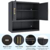 Metal Bathroom Cabinet Wall Mounted，Hanging Cabinet with 2Door and Adjustable Shelves，Over The Toilet Storage Medicine Cabinets for Bathroom，Laundry Room，Kitchen