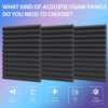 50 Pack Acoustic Panels Soundproof Studio Foam for Walls Sound Absorbing Panels Sound Insulation Wedge for Studio, 1" X 12" X 12" (Black)