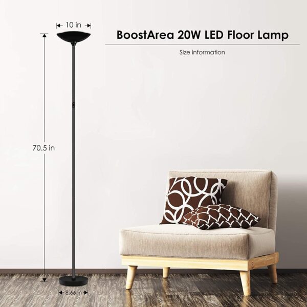 Floor Lamp, Standing Lamp, 20W 2000LM LED Torchiere Floor Lamp, Stepless Dimmable, Touch Control, 3000K Daylight, 50000hrs Lifespan, Floor Lamps for Living Room, Standing Lamps for Bedroom, Office