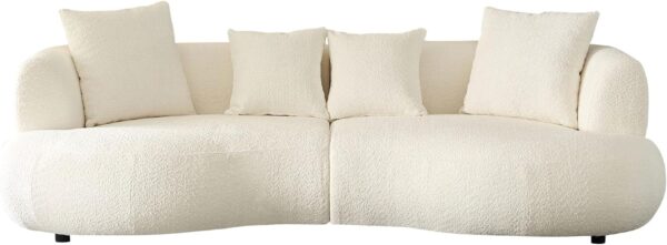 Modern Luxury Oversized Curved Sofa Couch,Beautiful and Comfy Boucle Fabric Lounge Cloud Sofa& Couch with 4 Pillows for Apartment,House Living Room Furniture