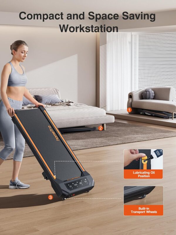 2.5HP Walking Pad with Incline, Compact Treadmill for Home/Office, Portable Under Desk Treadmills 300lbs for Jogging/Running, with LED Display/APP&Remote Control/Handy Lube Hole, Assembly Free