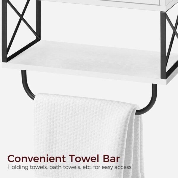 71ph9Neny-L._AC_SL1500_.jpg Bathroom Wall Cabinet with 2 Door and Adjustable Shelves, Farmhouse Medicine Cabinet with Towel Rack, 3-Tier Wall Mounted Storage Cabinet Over The Toilet for Bathroom Laundry Room, White