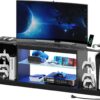 71pxgf78fL._AC_SL1500_.jpg Bestier LED TV Stand with Power Outlets for 55/60/65 Inch TV, Gaming Entertainment Center with Cabinet for PS5, Modern TV Cabinet with Adjustable Glass Shelves for Living Room 58 Inch,Black Marble