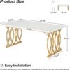 Tribesigns Modern Dining Table, 63" Large Kitchen Table for 4-6 People, Unique Rectangular Dinner Table Kitchen & Dining Room Furniture with Faux Marble Tabletop and Geometric Legs