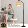 68" Floor Lamp,9W Edison Bulb Included Swingable lamp Head Standing Lamp with Foot Switch with Pleated Lampshade, Tall Floor Lamp Reading for Living Room Bedroom Office Classroom Dorm Room