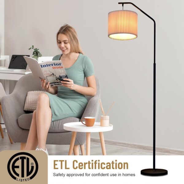 68" Floor Lamp,9W Edison Bulb Included Swingable lamp Head Standing Lamp with Foot Switch with Pleated Lampshade, Tall Floor Lamp Reading for Living Room Bedroom Office Classroom Dorm Room