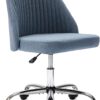 DUMOS Office Desk Chair, Modern Cute Rolling Vanity Swivel Task Seating with Wheels, Comfortable Back Seat Armless for Home, Bedrooms, Study, Student, Adults, Make-Up, Dressing Room