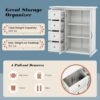 COSTWAY Sideboard Buffet Cabinet, Kitchen Storage Cabinet with 4-Drawers, 2 Tempered Glass Doors, Buffet Table, Accent Cabinet for Entryway, Dining Room, Kitchen, Home, Basement, White