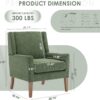 COLAMY Modern Wingback Living Room Chair Set of 2, Upholstered Fabric Accent Armchair, Single Sofa Chair with Lounge Seat and Wood Legs for Bedroom/Office/Reading Spaces, Green