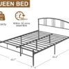 VECELO Queen Size Bed Frame with Headboard and Footboard, Metal Platform Mattress Foundation, Sturdy Steel Slat/No Box Spring Needed/Under Bed Storage/Easy Assembly
