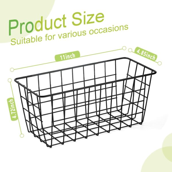 2 Pack Hanging Kitchen Baskets, Adhesive Wire Wall Storage Basket, No Drilling Hanging Fruit Baskets, Cabinet Door Organizer for Kitchen Bathroom Pantry, Upgrade Super-sized Adhesive