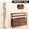 WLIVE Led Dresser TV Stand for Bedroom, Entertainment Center with LED Lights and Power Outlet, 6 Drawer Dressers with Double Open Shelves, Rustic Brown TV Stands