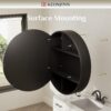 Keonjinn 28 x 28 Inch Round Black Mirror Medicine Cabinet, Modern Black Framed Vanity Bathroom Mirror with Storage