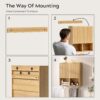 71t4HmGIyjL._AC_SL1500_.jpg Fluted Wall Cabinet Set of 2, Wooden Bathroom Medicine Cabinet Storage with 2 Doors, Adjustable Shelf and Towels Bar, Modern Wall Mount Large Floating Cabinet for Kitchen Natural Oak