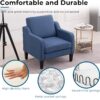 VINGLI Modern Accent Chairs Set of 2,Comfy Blue Armchair for Bedroom,Living Room Upholstered Sofa Chair Reading Chair for Small Spaces