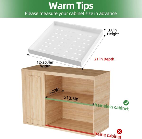 4 Pack Pull Out Cabinet Organizer Expandable (12"-20“ Width), 21'' Deep Pull Out Drawers for Cabinets, Adhesive with Nano Film, Heavy Duty Sliding Drawer for Pantry in Kitchen, Bathroom (White)