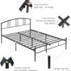 VECELO Queen Size Bed Frame with Headboard and Footboard, Metal Platform Mattress Foundation, Sturdy Steel Slat/No Box Spring Needed/Under Bed Storage/Easy Assembly