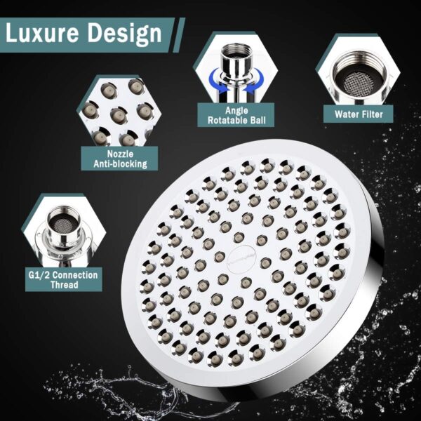 71vLQTNNhmL._AC_SL1200_.jpg Taiker Filtered Shower Head, High Pressure Rainfall Shower Head/Handheld Shower Filter Combo, Luxury Modern Chrome Plated with 60'' Hose Anti-leak with Holder (Silver)