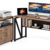 Tribesigns Desk with Drawer, 55" Long Computer Desk with Storage Rack and Mobile Document Cabinet, Home Office Furniture Set Executive Desk (Brown, 55" (Brown, 55)
