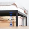 Olee Sleep 14 Inch Heavy Duty Steel Slat Anti-Slip Support, Easy Assembly Platform Bed Frame, Noise Free Steel Mattress Foundation, Maximum Storage, No Box Spring Needed, Black (Queen Size)