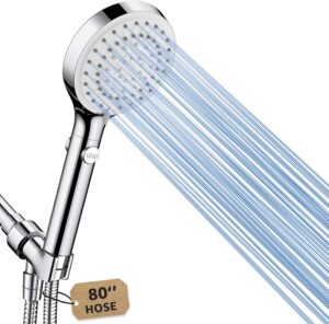 71vvD92nNNL._AC_SL1500_.jpg Shower Head with Handheld, High Pressure Handheld Shower Head with 80" Extra Long Stainless Steel Hose & Adjustable Bracket, Showerhead with ON/OFF Switch for Pets Bath