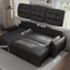 Ucloveria Sectional Sofa Couch, 87" Sleeper Sofa Bed with Reversible Storage Chaise Pull Out Couch for Living Room | Side Pocket | Charging Station | Removable Backrest | Linen Fabric, Dark Grey