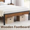 Rustic Queen Bed Frame with Headboard,Metal Platform Farmhouse Bed Frame Metal Slat,Sturdy Heavy Duty Bed Frame,No Box Spring Needed,Easy Assembly,Under Bed Storage,Rustic Brown,Queen Size
